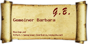 Gemeiner Barbara névjegykártya